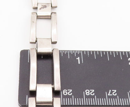 925 Sterling Silver Vintage Necklace MEXICO Brutalist Rectangle Choker  NE4443