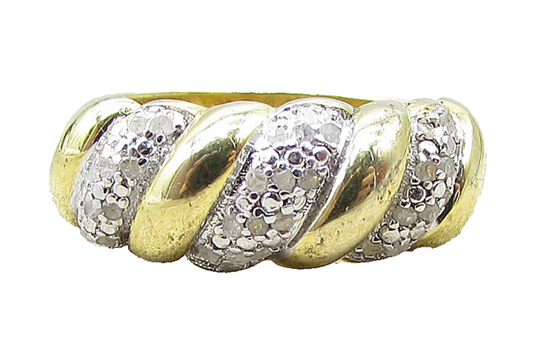 Gold Over 925 Silver  .35ctw Genuine Diamonds Cloudy Band Ring Sz 7  RG1706