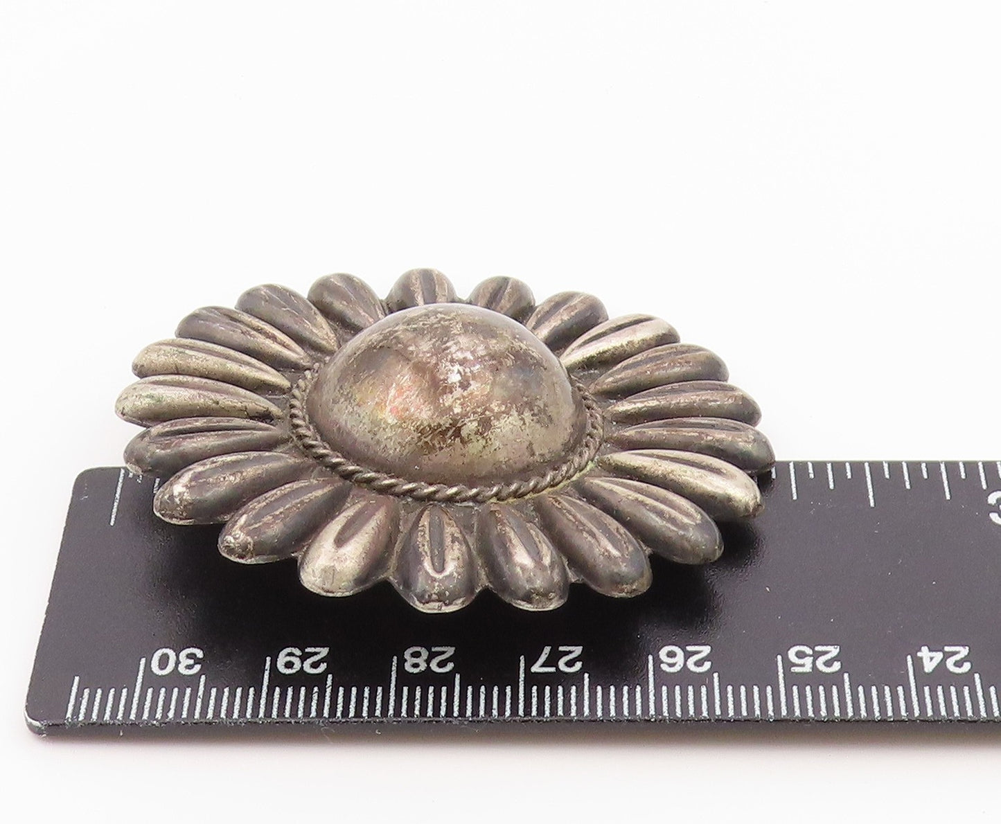 925 Sterling Silver Vintage Brooch Pin MEXICO Classic Sunflower Motif  BP12609