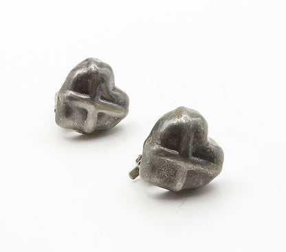 MEXICO 925 Sterling Silver  Vintage Love Heart Non Pierce Earrings  EG8141