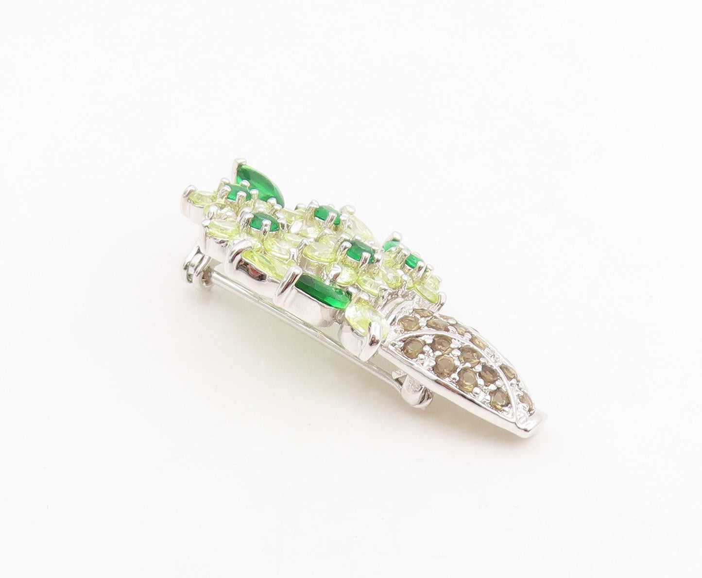 925 Sterling Silver Vintage Brooch Multi Gemstone Floral Bouquet Pin  BP12092