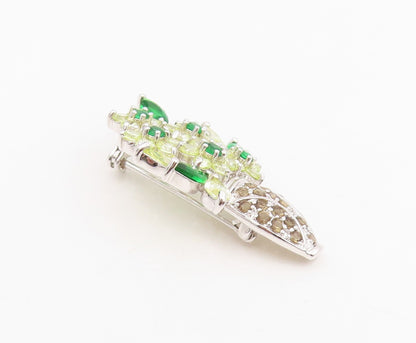 925 Sterling Silver Vintage Brooch Multi Gemstone Floral Bouquet Pin  BP12092