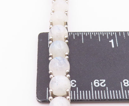 925 Sterling Silver  Vintage Cabochon Cut Quartz Chain Bracelet  BT8992