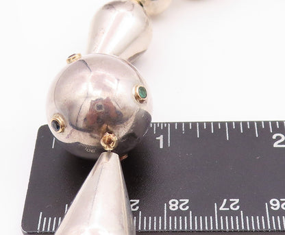 14k Gold 925 Sterling Silver Vintage Necklace Gemstones Drop Cut Spheres NE4471