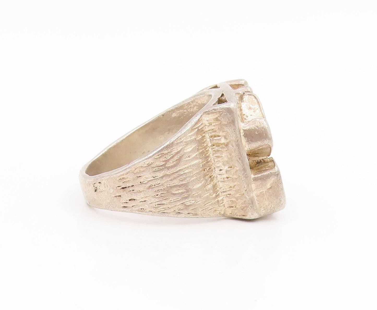 925 Sterling Silver Vintage Ring Carved Shalom Peace Hebrew Band Sz 9.5 RG34704
