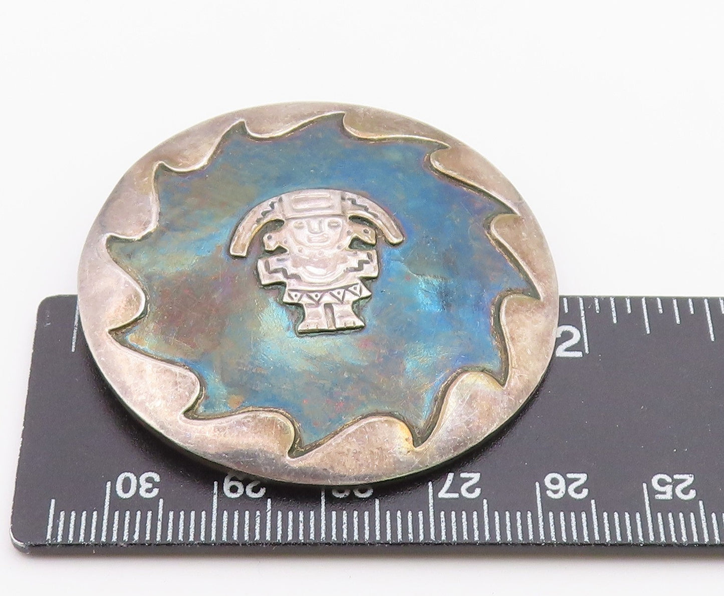 925 Sterling Silver  Vintage Dark Tone Traditional Statue Brooch Pin  BP2993