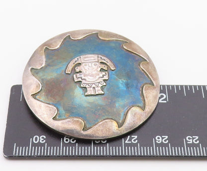 925 Sterling Silver  Vintage Dark Tone Traditional Statue Brooch Pin  BP2993