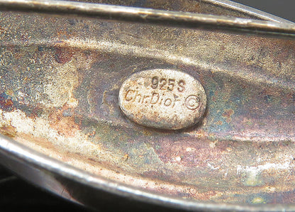 CHRISTIAN DIOR 925 Sterling Silver Vintage Antique Floral Brooch Pin  BP8777
