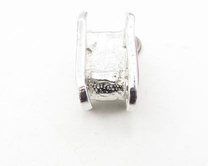 925 Sterling Silver  Vintage Shiny Petite Enamel Winter Sled Pendant  PT9338