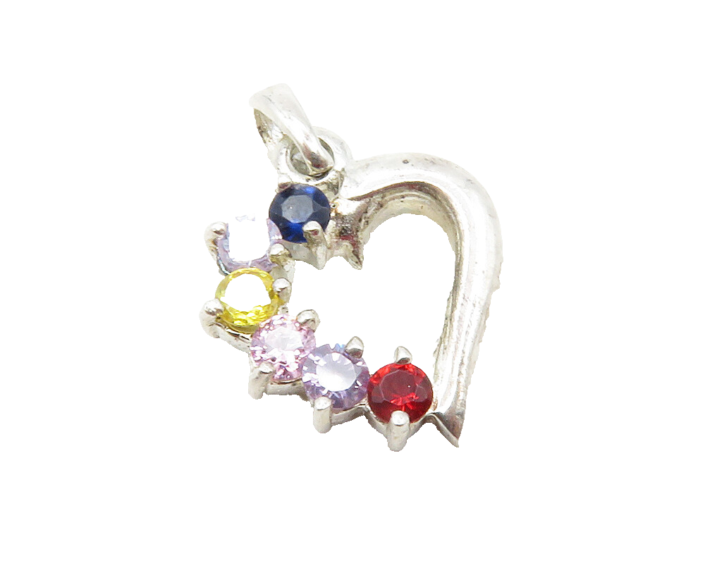 925 Sterling Silver Tanzanite & Multi Color Topaz Love Heart Pendant PT9981