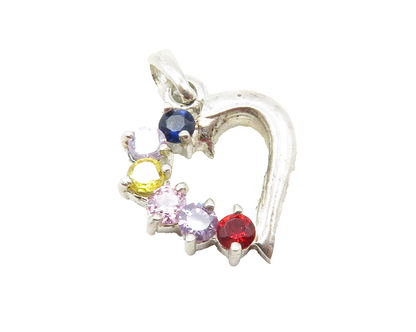 925 Sterling Silver Tanzanite & Multi Color Topaz Love Heart Pendant PT9981