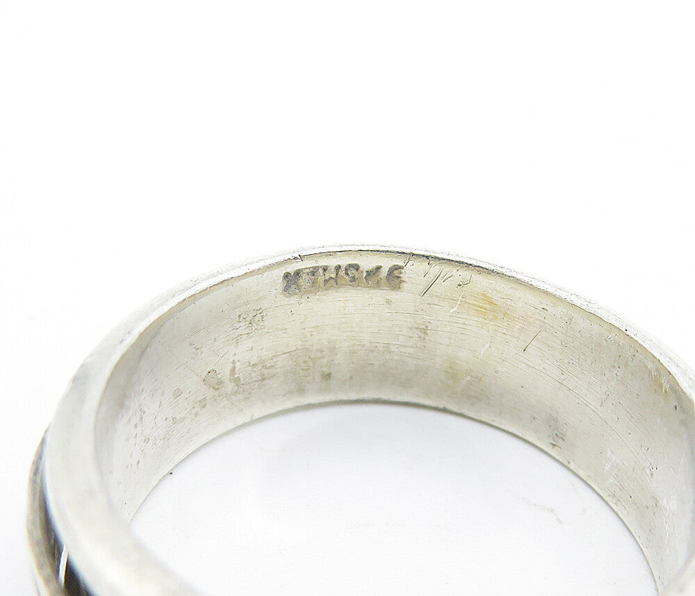 MEXICO 925 Silver  Vintage Footprints Patterned Spinner Ring Sz 10.5  RG7402