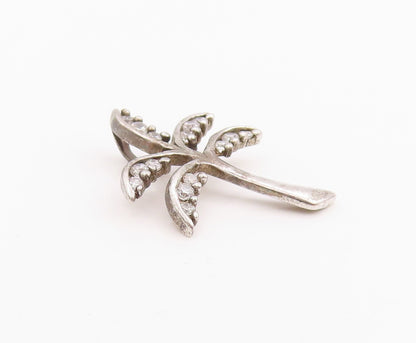 925 Sterling Silver Vintage Pendant CZ Inlay Cutout Coconut Tree Charm  PT24454