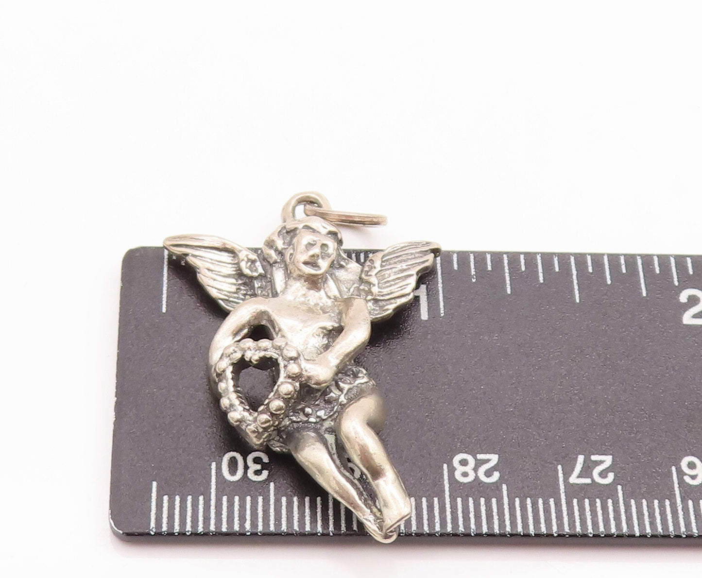 925 Sterling Silver Vintage Pendant Solid 3D Cutout Flying Angel  PT23268