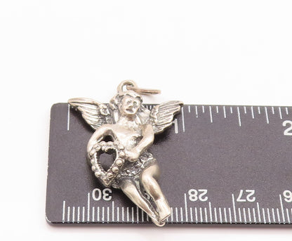 925 Sterling Silver Vintage Pendant Solid 3D Cutout Flying Angel  PT23268