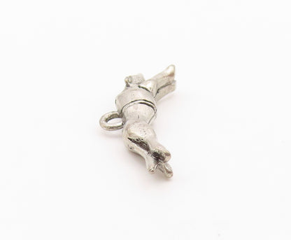 925 Sterling Silver  Vintage Shiny Running Jaguar Animal Pendant  PT20002