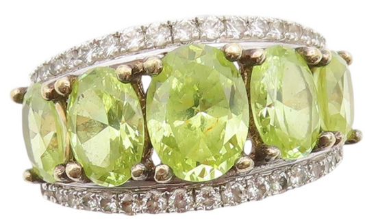 925 Sterling Silver Vintage Ring Gold Plated Topaz & Gemstone Band Sz 7  RG33336