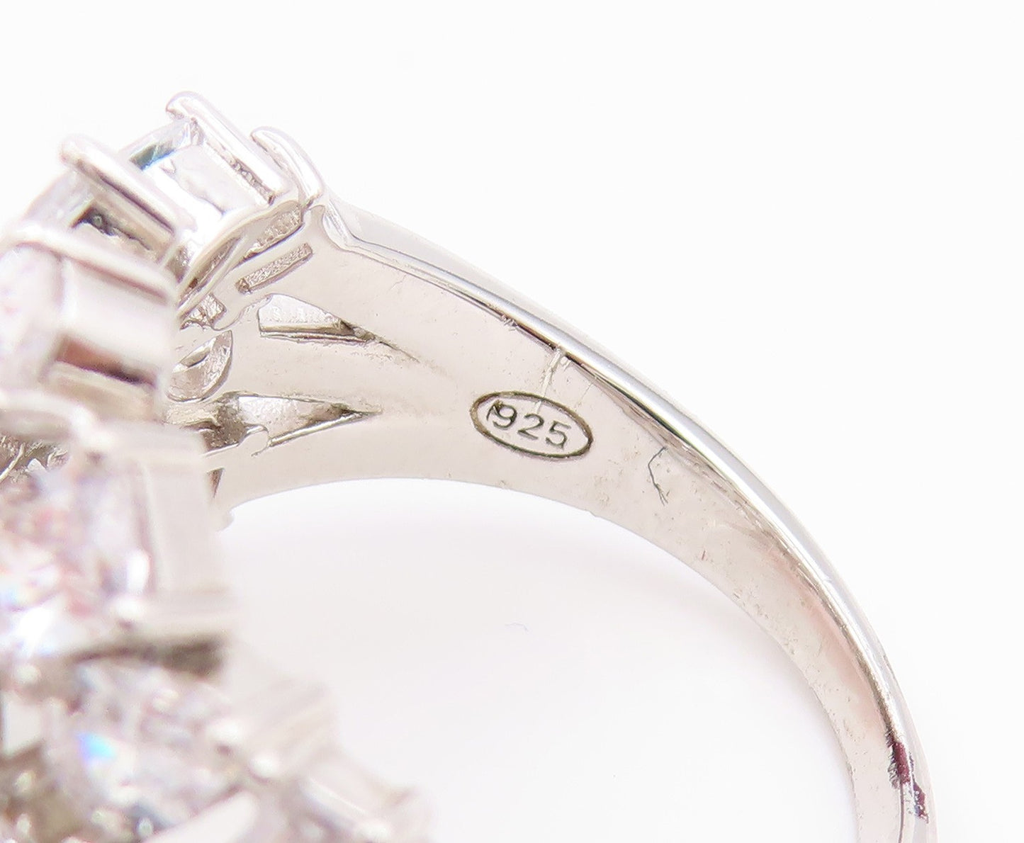 925 Sterling Silver Vintage Ring Multi Shape CZ Cluster Band  Sz 7.5  RG35370