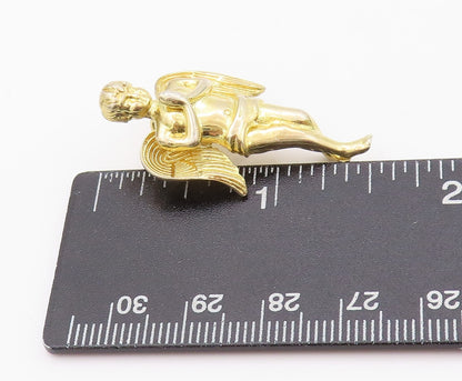 925 Sterling Silver Vintage Pendant Gold Plated Praying Cherub Angel  PT24035