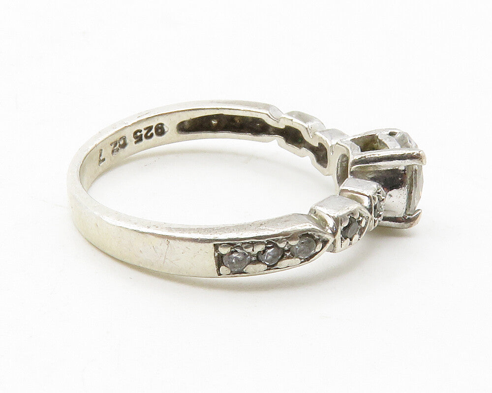 ROSS SIMON 925 Silver  Cubic Zirconia Solitaire With Accents Ring Sz 7 RG13317