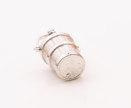 925 Silver  Vintage Champagne In Cubic Zirconia Ice Bucket Pendant  PT20170