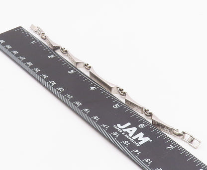 LAMODE 925 Sterling Silver  Vintage Shiny Floral Etched Chain Bracelet  BT8227