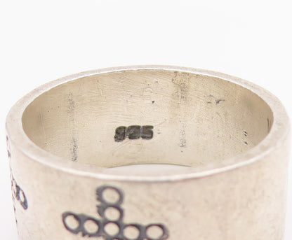 925 Sterling Silver Vintage Ring MEXICO Etched Religious Cross  Sz 10  RG33663