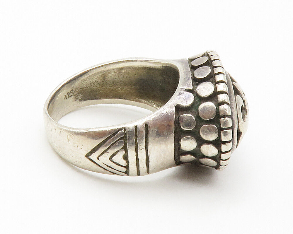 925 Sterling Silver  Vintage Cutout Design Dome Band Ring Sz 7  RG14588