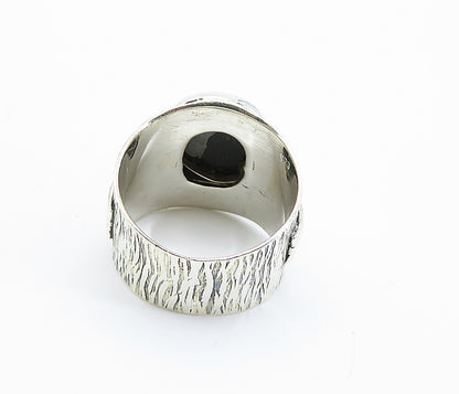 925 Sterling Silver  Dichroic Glass Dome Textured Cocktail Ring Sz 9 RG8195