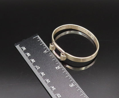 FABRICE 925 Silver  Vintage Hooked Open Rectangle Bangle Bracelet  BT9727