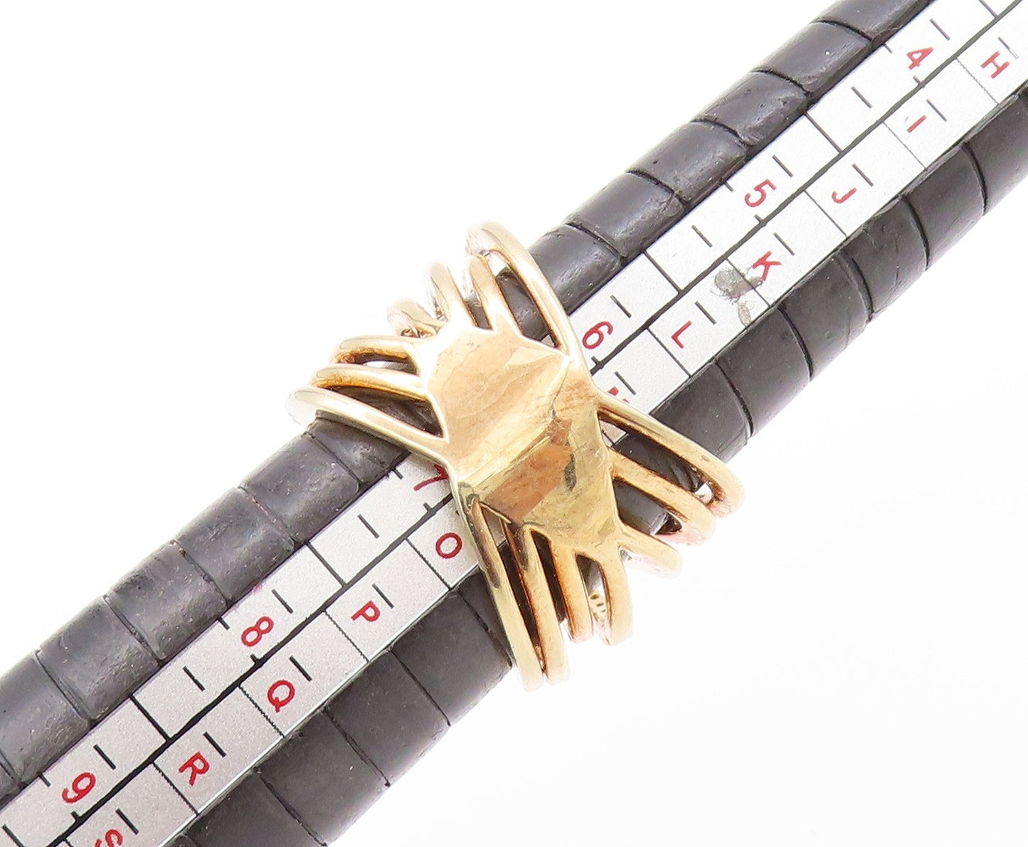 925 Sterling Silver Vintage Ring Gold Plated CZ Cutout Bands  Sz 6.5  RG32816