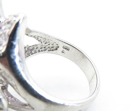 925 Sterling Silver  Sparkling Purple Cubic Zirconia Cocktail Ring Sz 7 RG7286