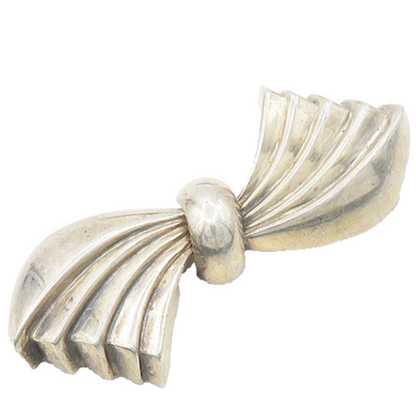 CHARLES KRYPELL 925 Sterling Silver  Vintage Ribbon Bow Tie Brooch Pin  BP7626