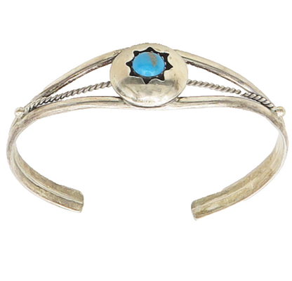NAVAJO 925 Silver  Vintage Turquoise Shiny Split Twist Cuff Bracelet  BT7707