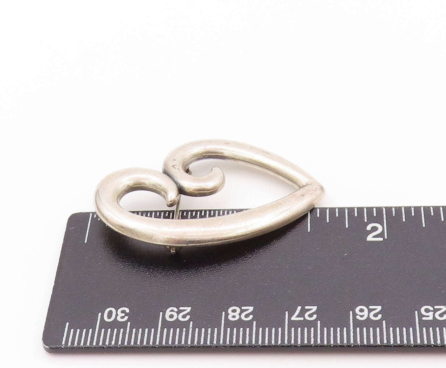 925 Sterling Silver Vintage Brooch JAMES AVERY Swirly Cutout Love Heart  BP11610