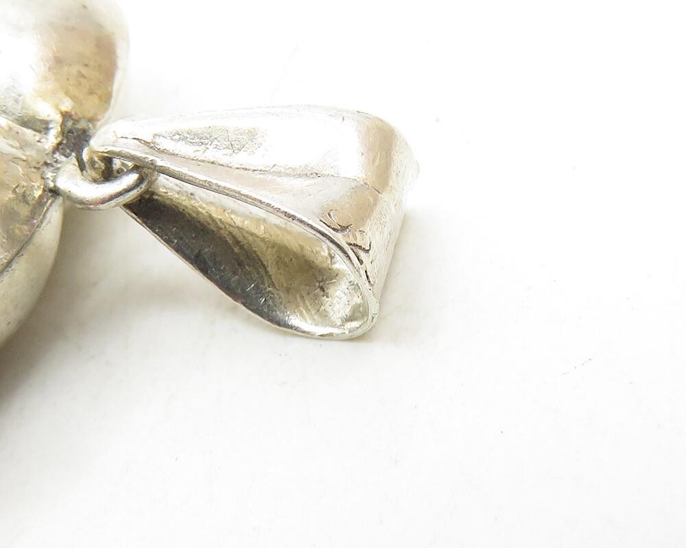 925 Sterling Silver  Vintage Shiny Fluted Hollow Love Heart Pendant  PT7569