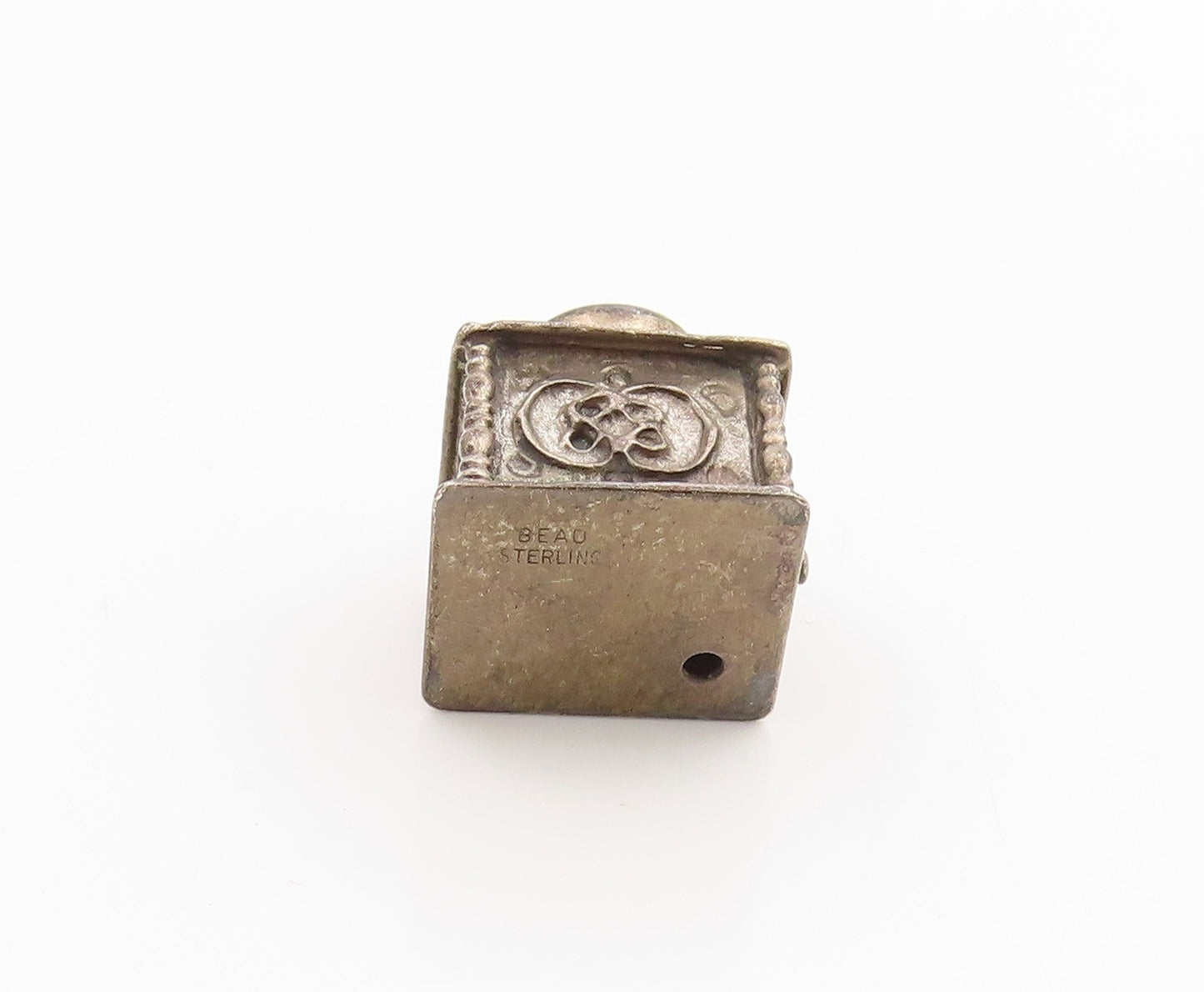 925 Sterling Silver Vintage Pendant BEAU Miniature Coffee Grinder Charm  PT26266