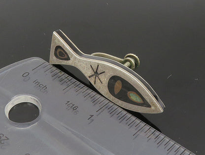 HAB MEXICO 925 Silver   Vintage Turquoise Fish Non Pierce Earrings  EG11569