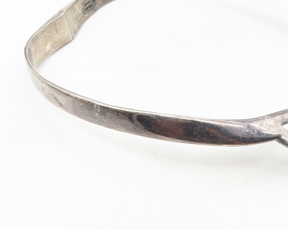 MEXICO 925 Sterling Silver  Vintage Mother Of Pearl Collar Necklace  NE1901