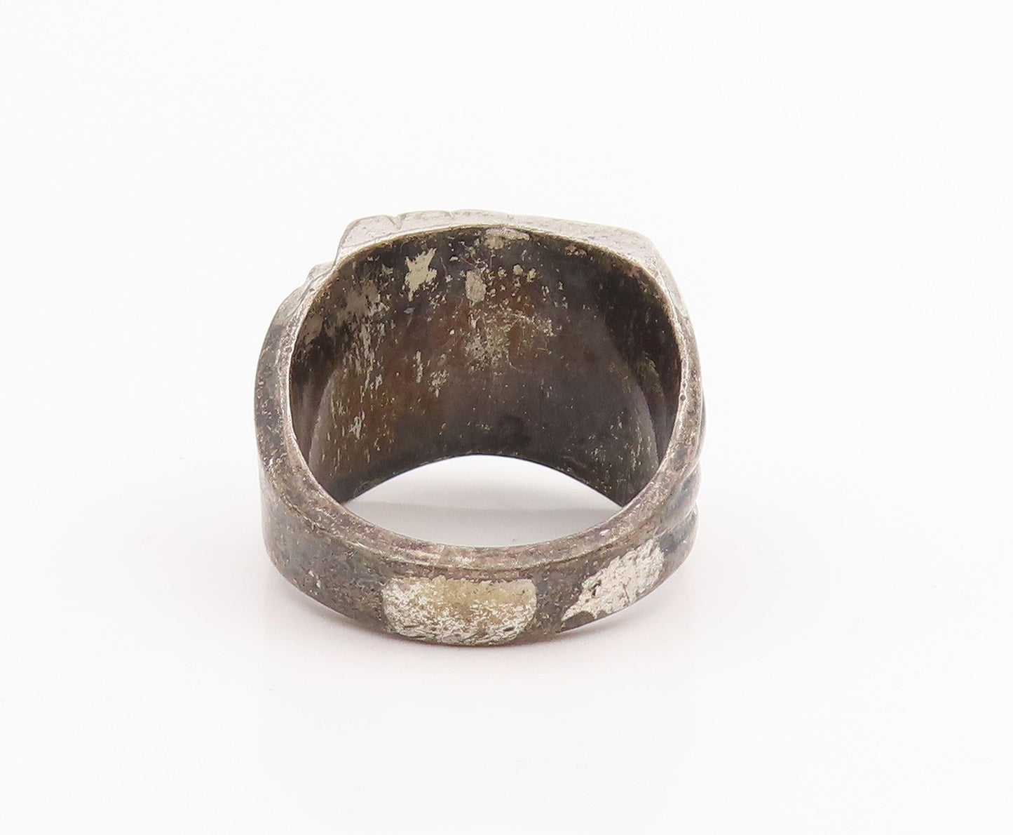 925 Sterling Silver Vintage Ring ESPO Calligraphed Letter E Band Sz 7 RG33766