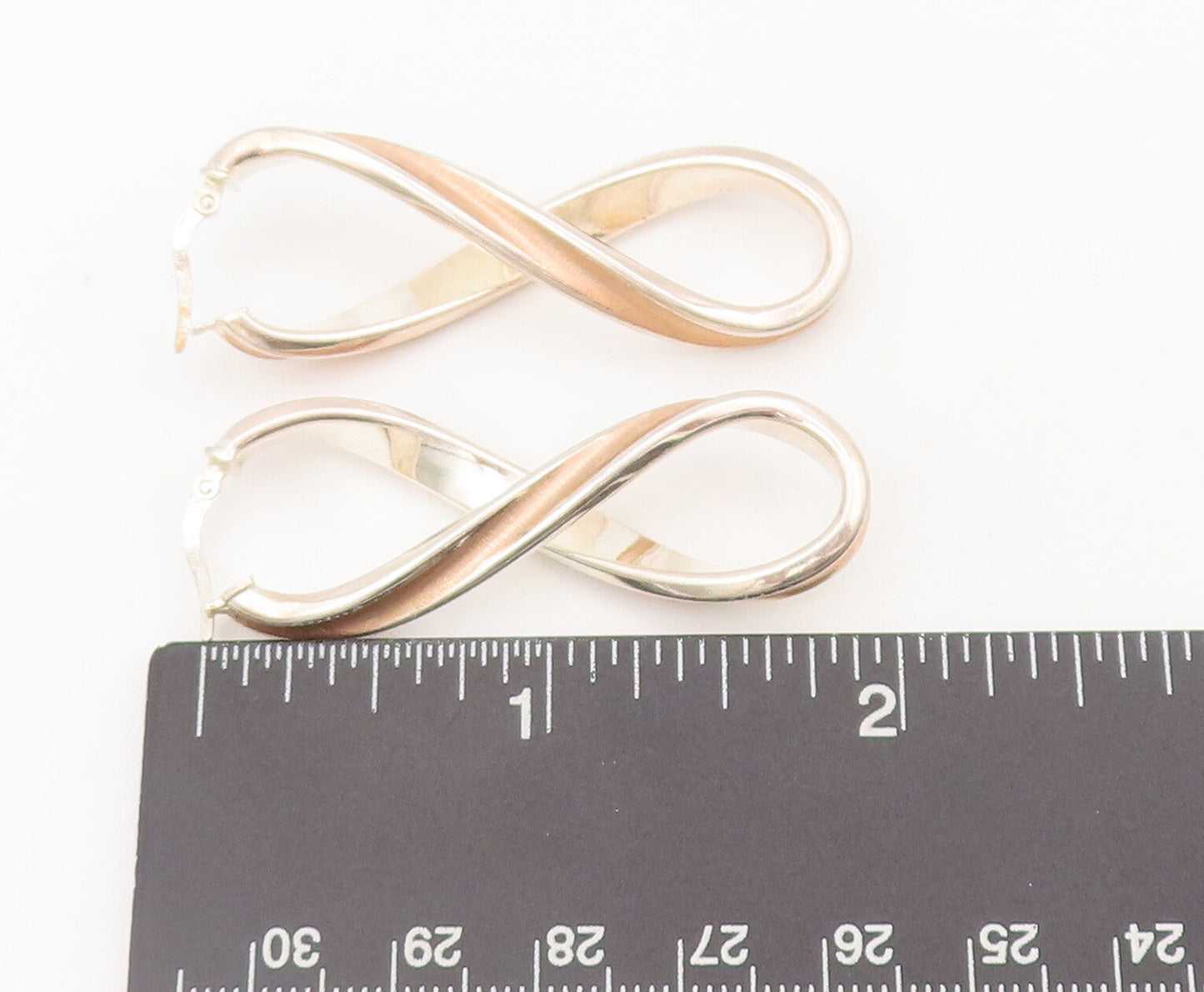 925 Sterling Silver Vintage Earrings Designer Twisted Infinity Hoops  EG12926