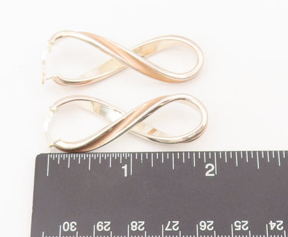 925 Sterling Silver Vintage Earrings Designer Twisted Infinity Hoops  EG12926
