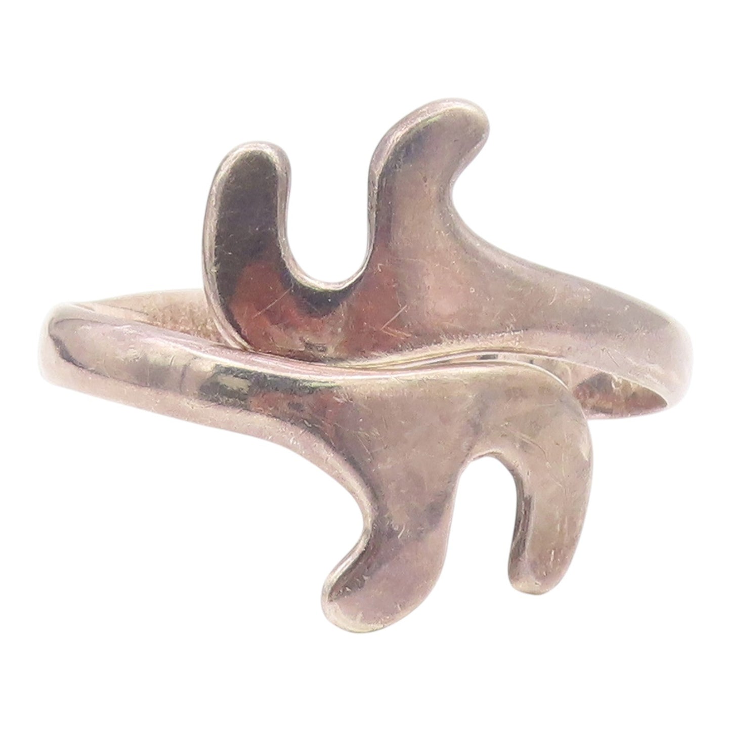 BETO MEXICO 925 Silver  Vintage Modernist Swirl Bypass Bangle Bracelet  BT9457