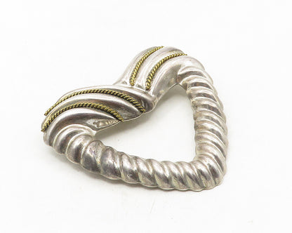 MEXICO 925 Sterling Silver  Vintage Two Tone Rope Twist Brooch Pin  BP3834