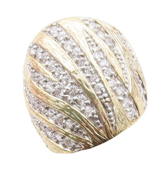 925 Sterling Silver Vintage Ring Designer Large CZ Inlay Bands  Sz 8  RG31326