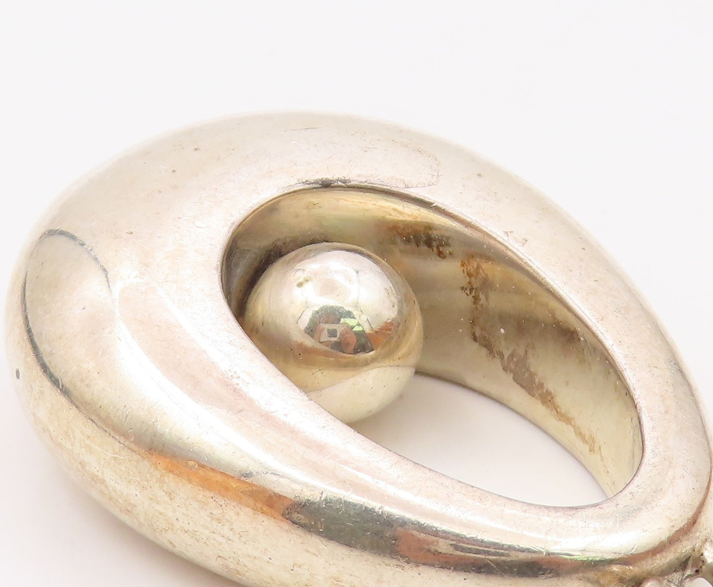 DESIGNER 925 Silver  Vintage Heavy Open Pear Shape With Bead Pendant  PT21925