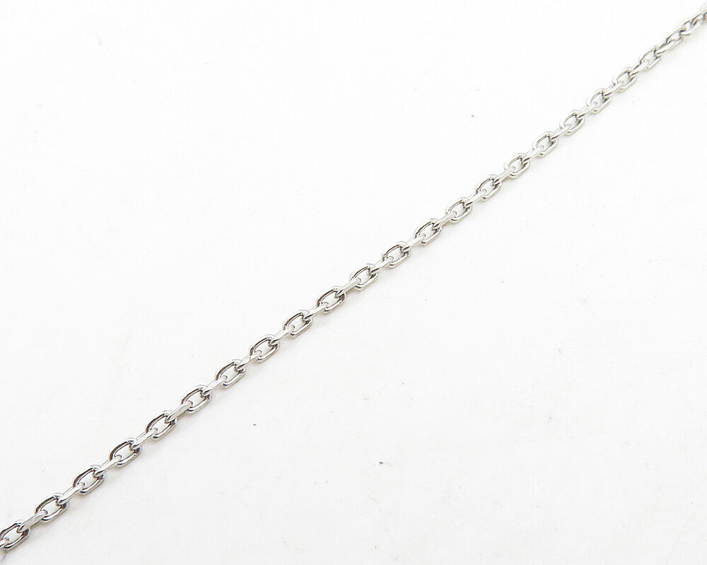 925 Sterling Silver  Shiny Cubic Zirconia Open Circle Chain Necklace  NE3139