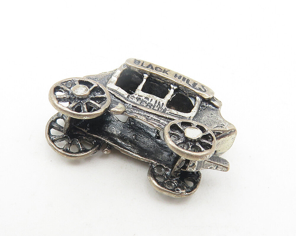 925 Sterling Silver  Vintage Oxidized Black Hills Carriage Car Pendant  PT8918