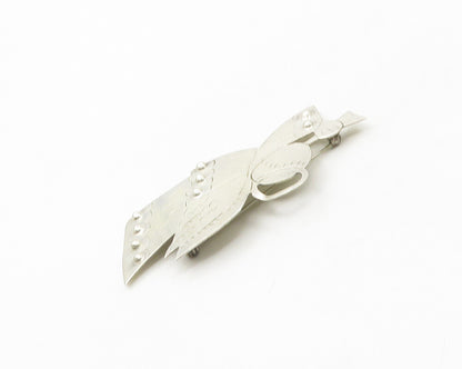 MEXICO 925 Silver  Vintage Horn Playing Angel Etched Detail Brooch Pin  BP7224