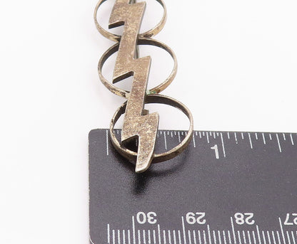 925 Sterling Silver Vintage Brooch Modernist Thunder & Rings Design BP11599